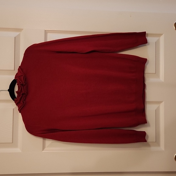 Talbots Established 1947 Bundle Red/Black Petite M Ruffle Button Front Sweaters - Picture 11 of 11
